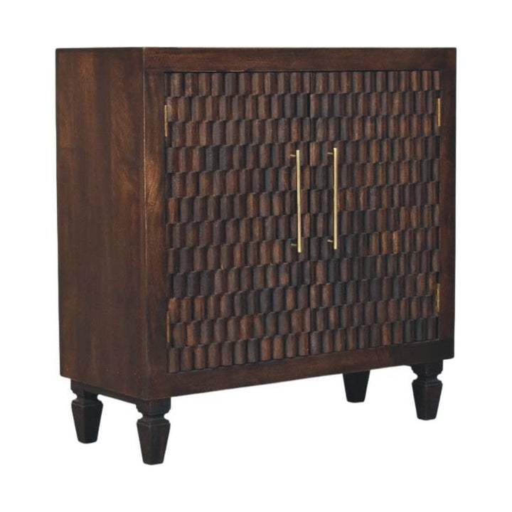 Rustic Lodge Vesta Textured Sideboard - Solid Mango Wood Buffet Cabinet for Dining Room - product view 2 showing...