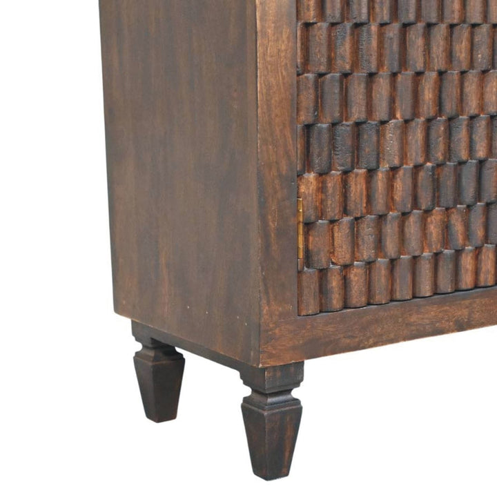 Rustic Lodge Vesta Textured Sideboard - Solid Mango Wood Buffet Cabinet for Dining Room - product view 7 showing...