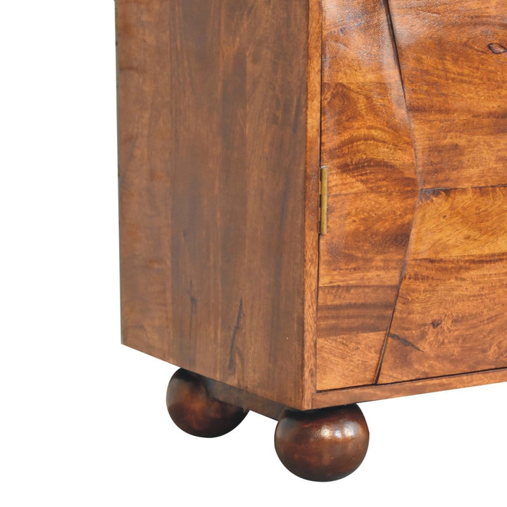 Rustic Lodge Wavecrest Chestnut Sideboard - Solid Mango Wood Buffet Cabinet for Dining Room - product view 8 showing...