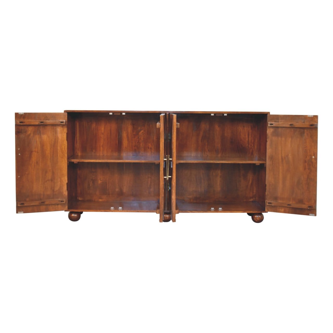 Rustic Lodge Wavecrest Chestnut Sideboard - Solid Mango Wood Buffet Cabinet for Dining Room - product view 7 showing...
