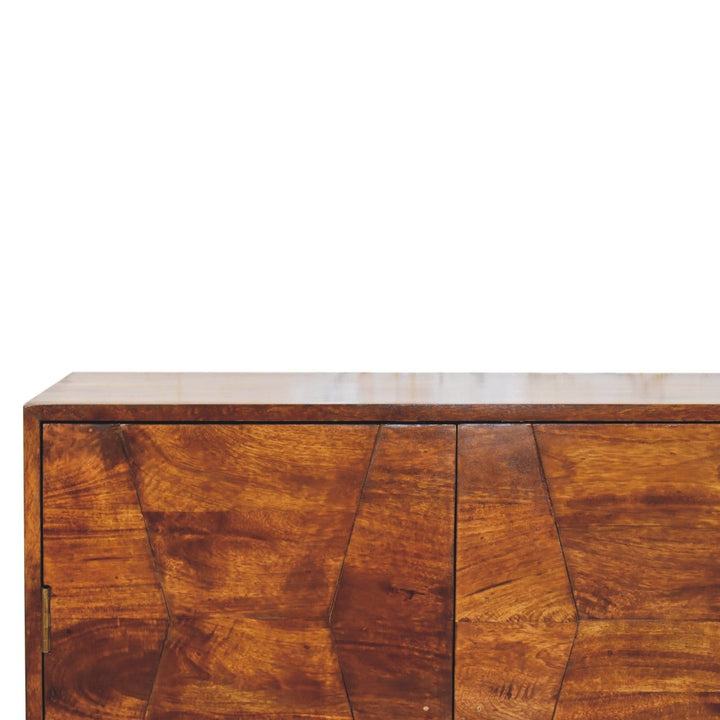 Rustic Lodge Wavecrest Chestnut Sideboard - Solid Mango Wood Buffet Cabinet for Dining Room - product view 5 showing...