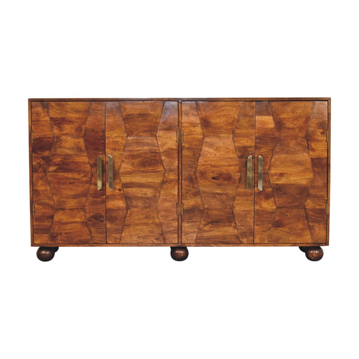 Rustic Lodge Wavecrest Chestnut Sideboard - Solid Mango Wood Buffet Cabinet for Dining Room - product view 2 showing...