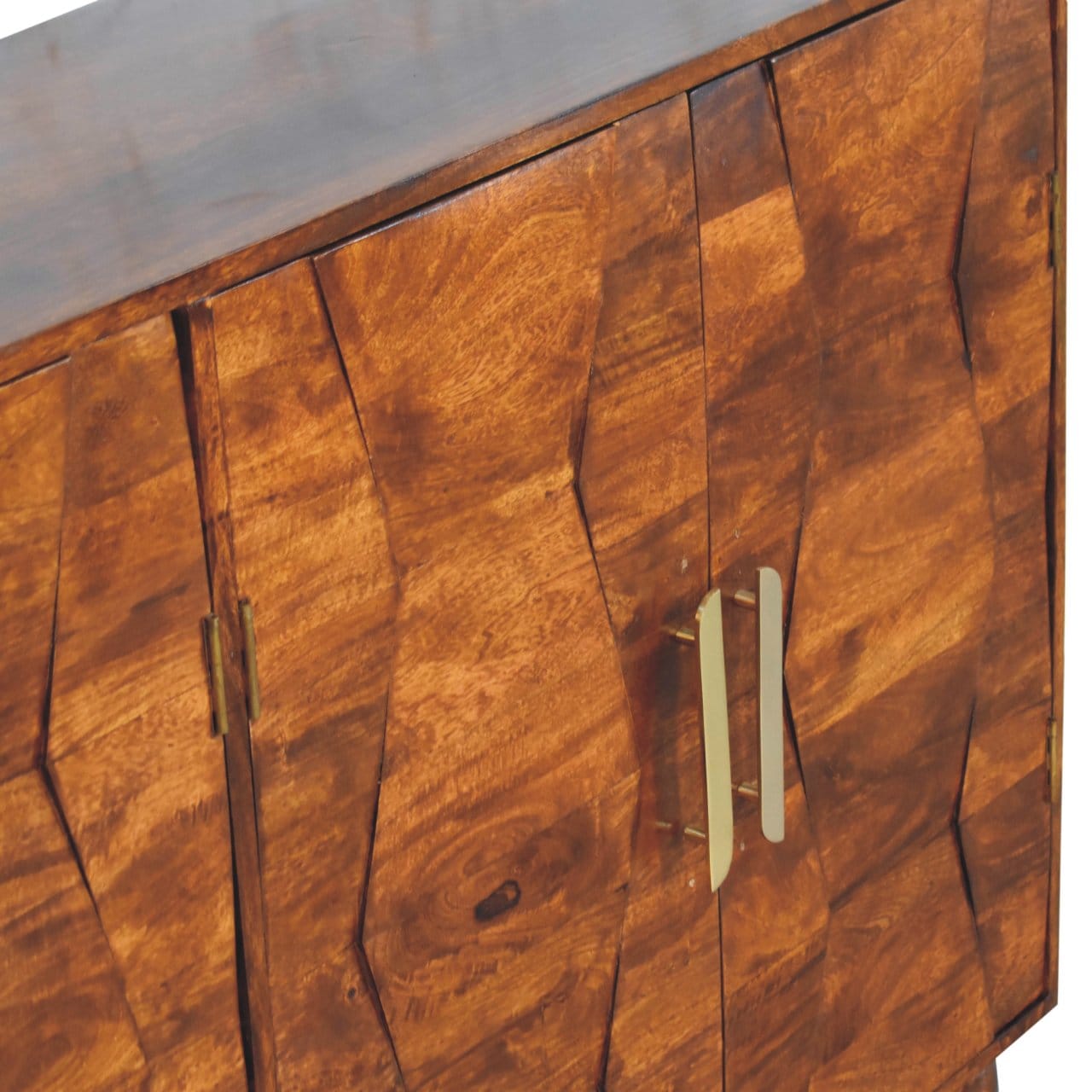 Rustic Lodge Wavecrest Chestnut Sideboard - Solid Mango Wood Buffet Cabinet for Dining Room - product view 6 showing...