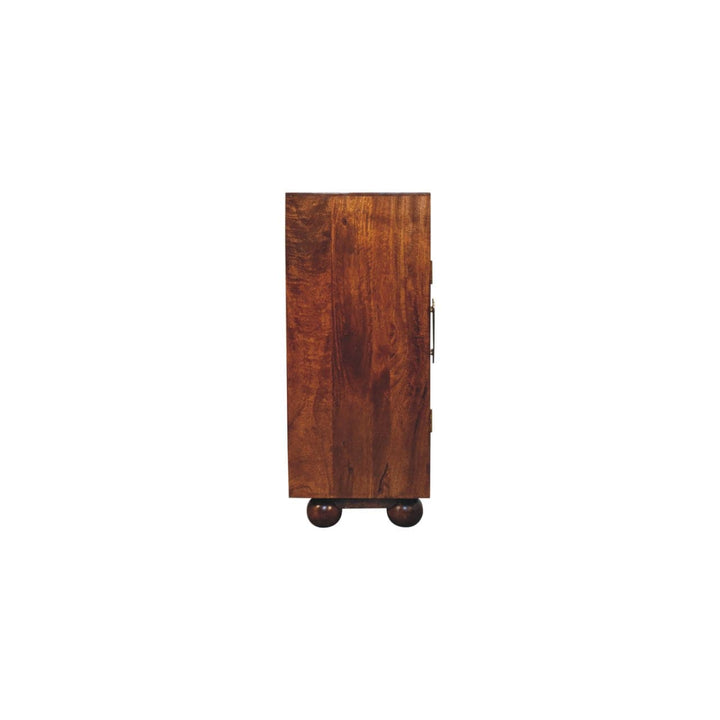 Rustic Lodge Wavecrest Chestnut Sideboard - Solid Mango Wood Buffet Cabinet for Dining Room - product view 9 showing...