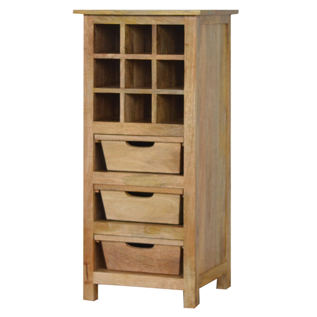 Rustic Lodge Wine Sideboard - Solid Mango Wood Buffet Cabinet for Dining Room - product view 5 showing handcrafted solid...