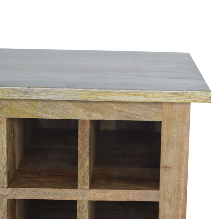 Rustic Lodge Wine Sideboard - Solid Mango Wood Buffet Cabinet for Dining Room - product view 4 showing handcrafted solid...