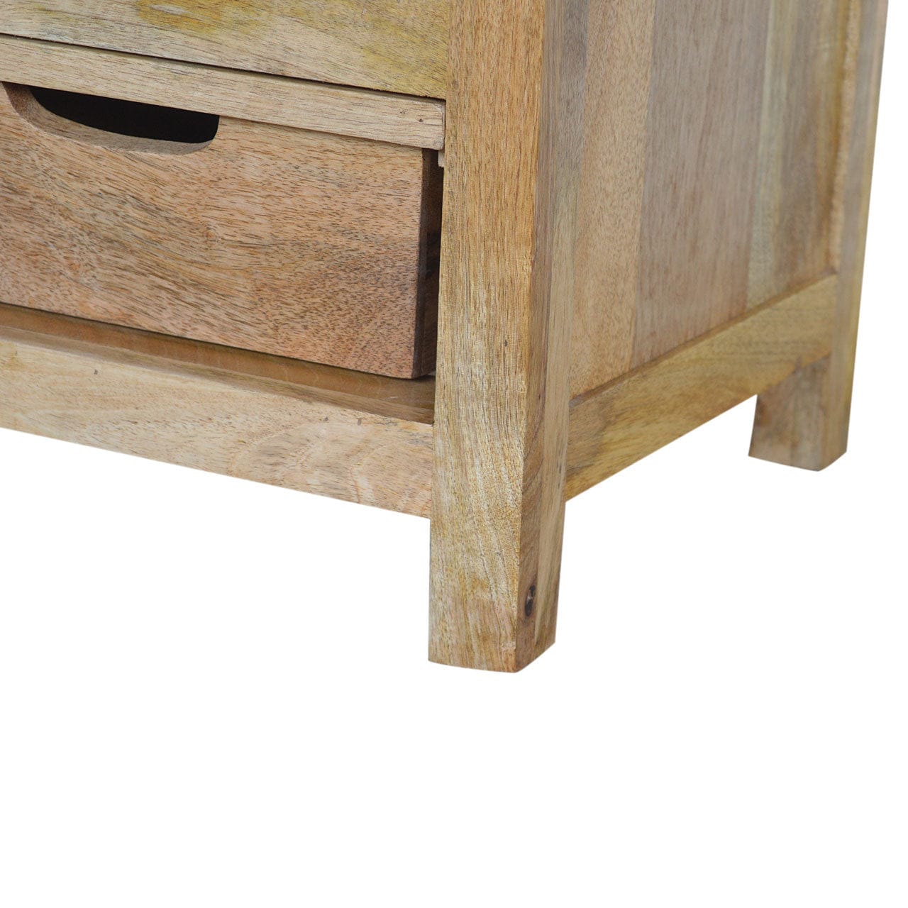 Rustic Lodge Wine Sideboard - Solid Mango Wood Buffet Cabinet for Dining Room - product view 3 showing handcrafted solid...