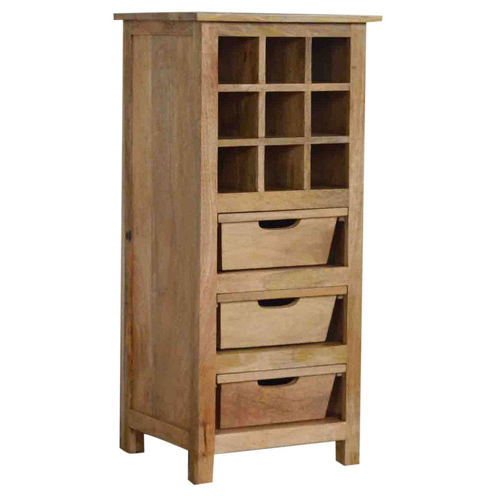 Rustic Lodge Wine Sideboard - Solid Mango Wood Buffet Cabinet for Dining Room - main view showing handcrafted solid mango...