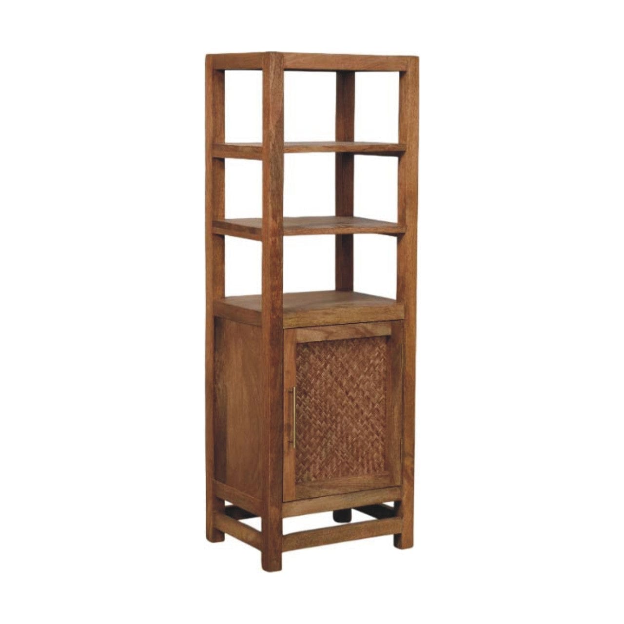 Rustic Solid Wood Bookcase with Open Shelf - Solid Mango Wood Wall Shelf for Living Room - product view 2 showing...
