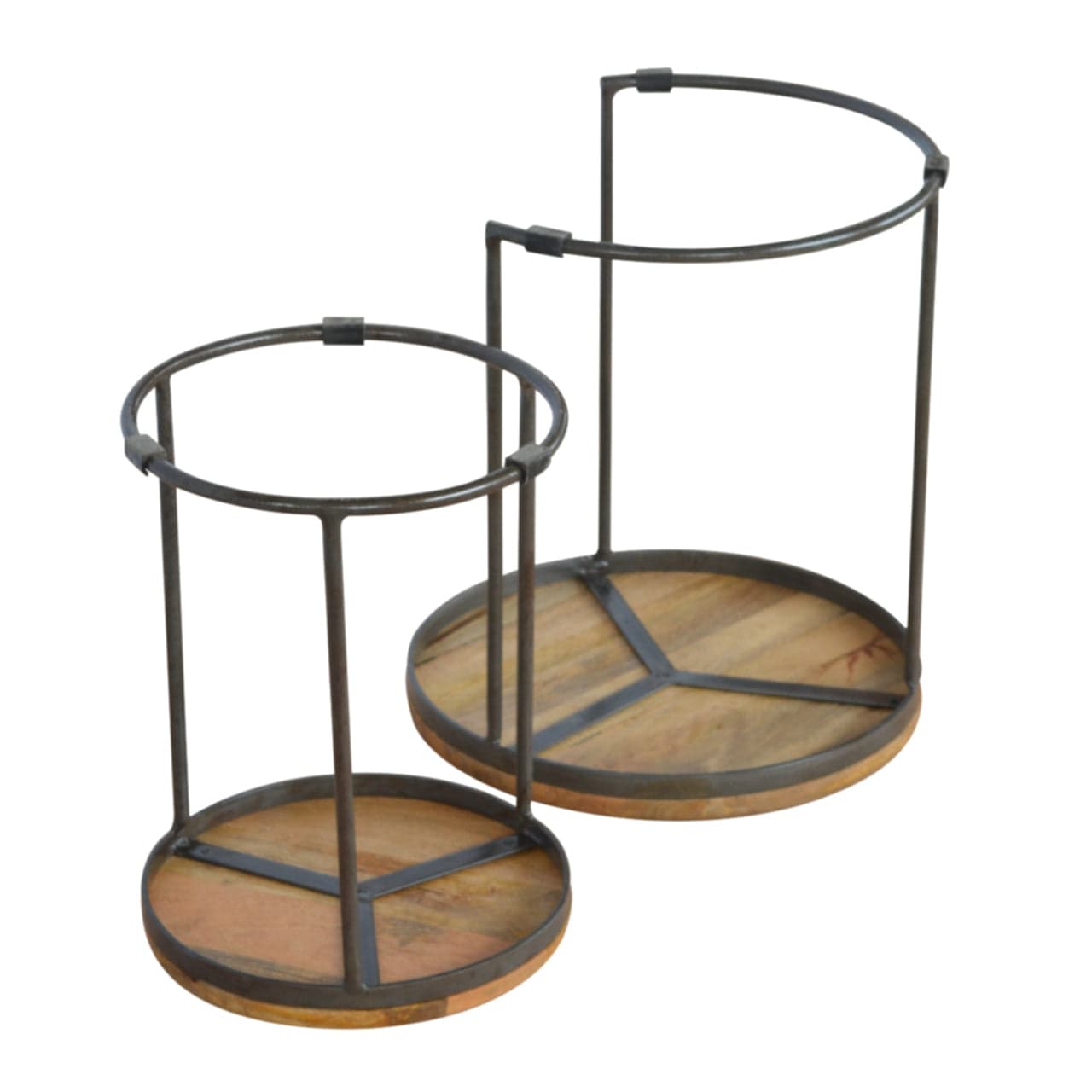 Rustic Nesting Tables - Solid Mango Wood Accent Tables for Living Room - product view 9 showing handcrafted solid mango...