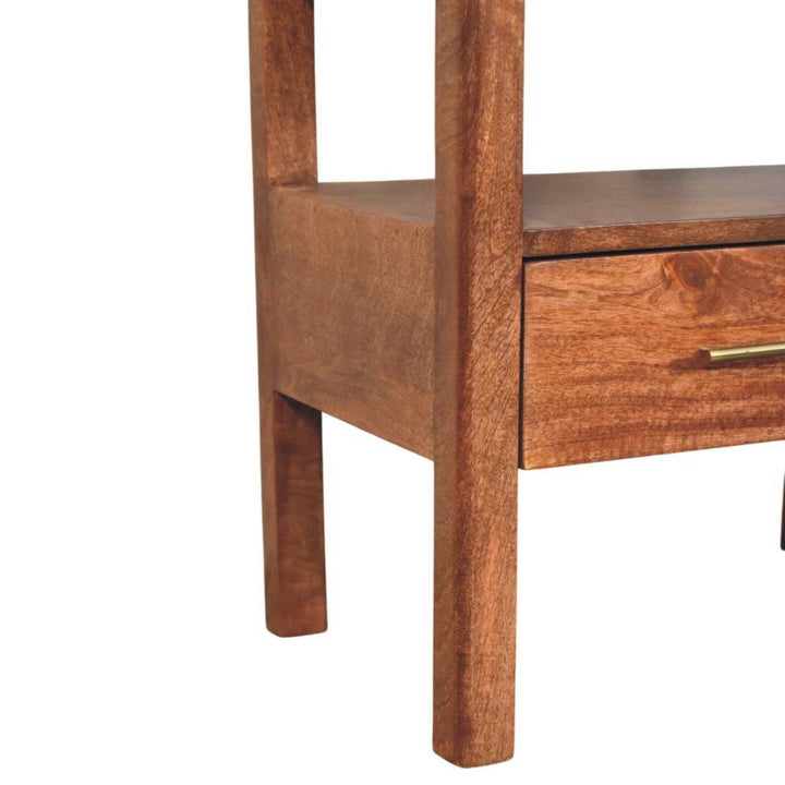 Rustic Nightstand - Solid Mango Wood Bedside Table for Bedroom - product view 8 showing handcrafted solid mango wood...