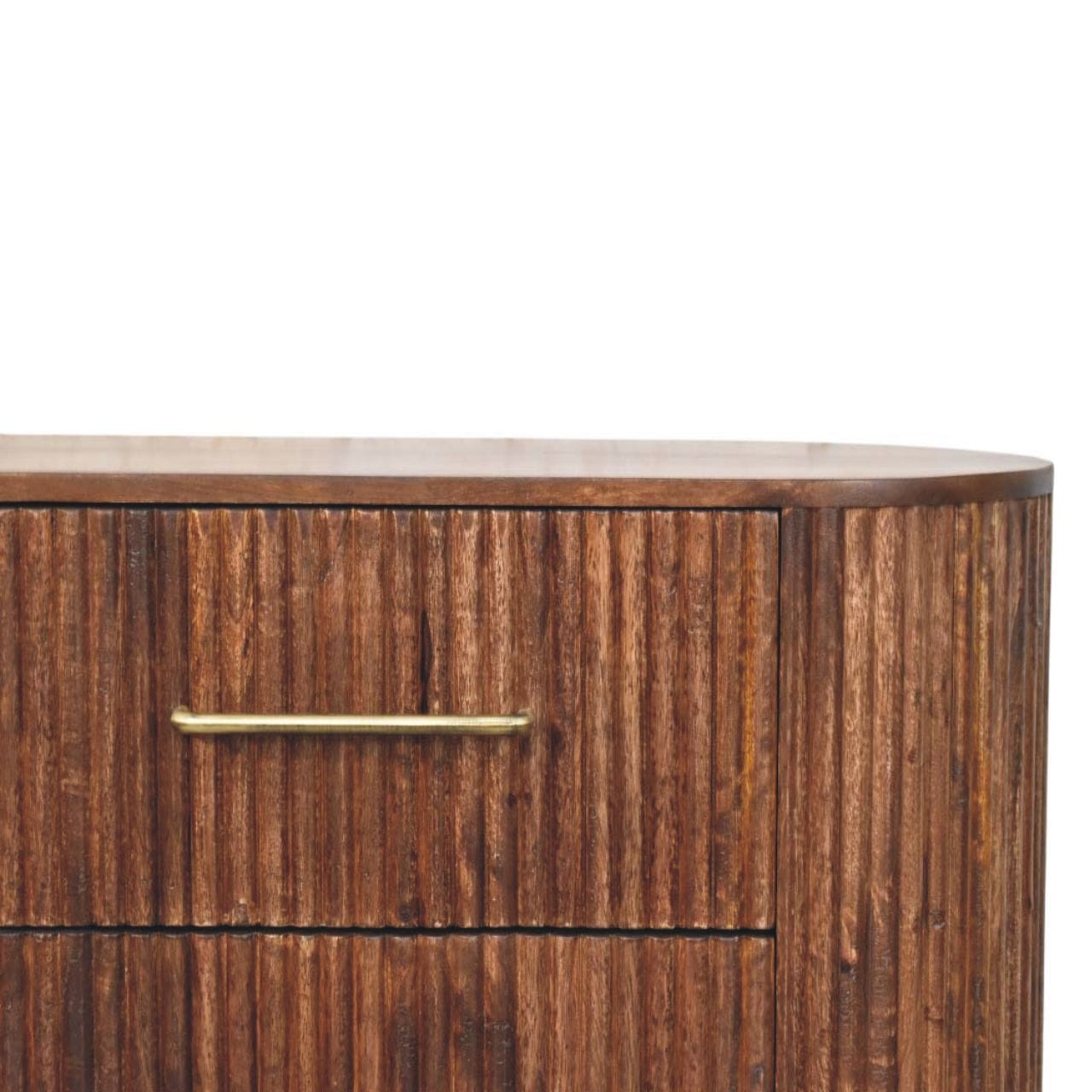 Rustic Ridgefront Dresser - Solid Mango Wood Storage Chest for Bedroom featuring handcrafted design and spacious drawers.