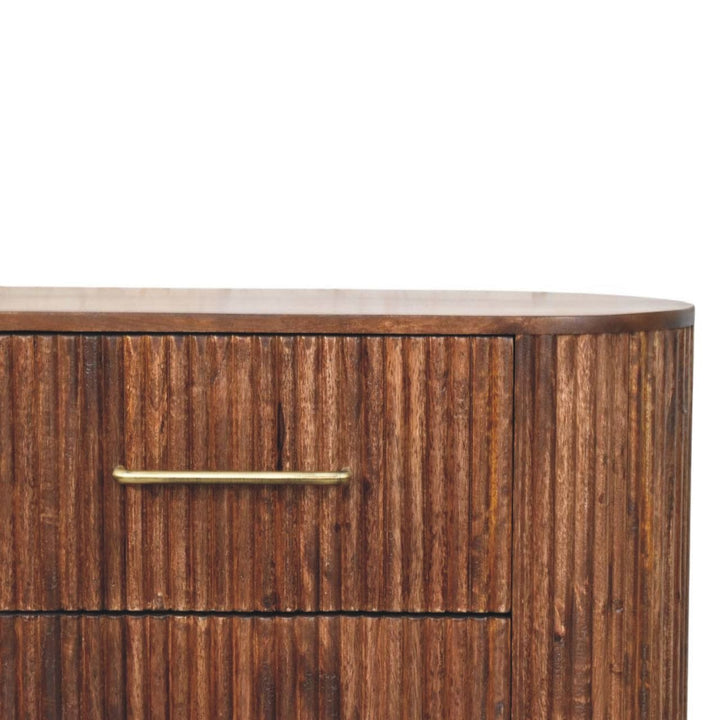 Rustic Ridgefront Dresser - Solid Mango Wood Storage Chest for Bedroom featuring handcrafted design and spacious drawers.