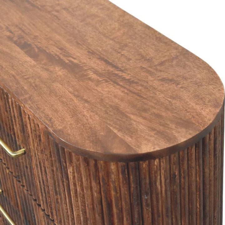 Rustic Ridgefront Dresser - Solid Mango Wood Storage Chest for Bedroom top view showing the handcrafted wooden finish.