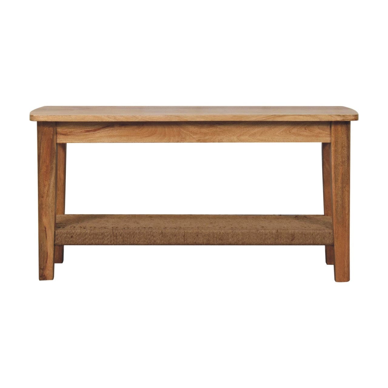 Rustic Rope Coffee Table - Solid Mango Wood Center Table for Living Room - product view 2 showing handcrafted solid mango...