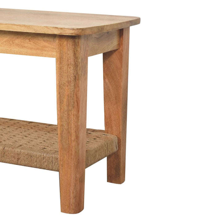 Rustic Rope Coffee Table - Solid Mango Wood Center Table for Living Room - product view 6 showing handcrafted solid mango...