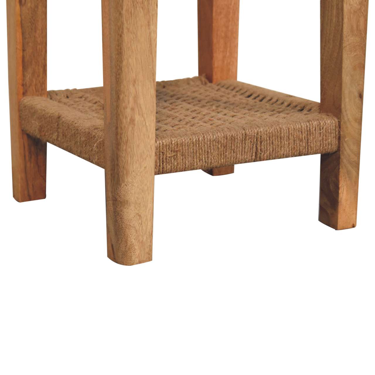 Rustic Rope End Table - Solid Mango Wood Side Table for Living Room - product view 9 showing handcrafted solid mango wood...