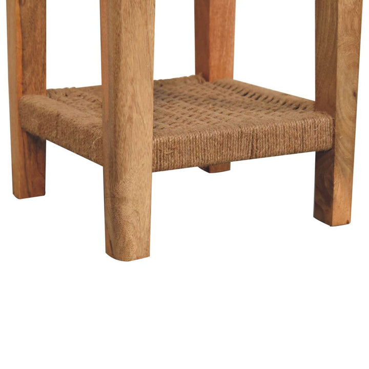 Rustic Rope End Table - Solid Mango Wood Side Table for Living Room - product view 9 showing handcrafted solid mango wood...