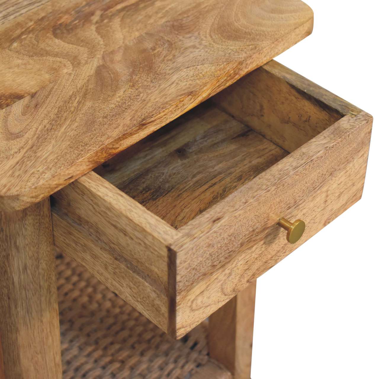 Rustic Rope End Table - Solid Mango Wood Side Table for Living Room - product view 7 showing handcrafted solid mango wood...