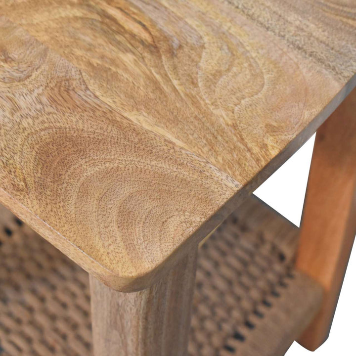 Rustic Rope End Table - Solid Mango Wood Side Table for Living Room - product view 8 showing handcrafted solid mango wood...