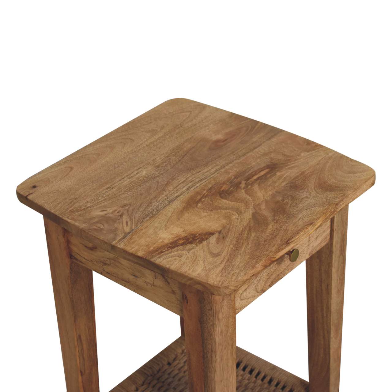 Rustic Rope End Table - Solid Mango Wood Side Table for Living Room - product view 6 showing handcrafted solid mango wood...