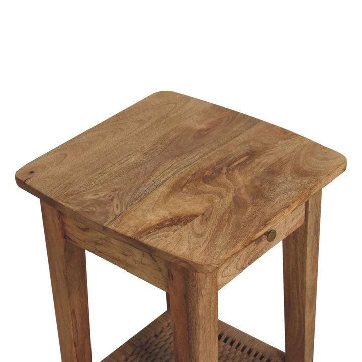 Rustic Rope End Table - Solid Mango Wood Side Table for Living Room - product view 6 showing handcrafted solid mango wood...