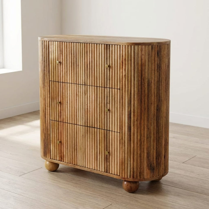 Rustic Soba Ball Dresser - Solid Mango Wood Storage Chest for Bedroom - main view showing handcrafted solid mango wood...