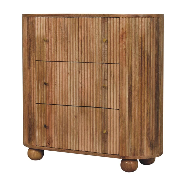 Rustic Soba Ball Dresser - Solid Mango Wood Storage Chest for Bedroom - product view 4 showing handcrafted solid mango...