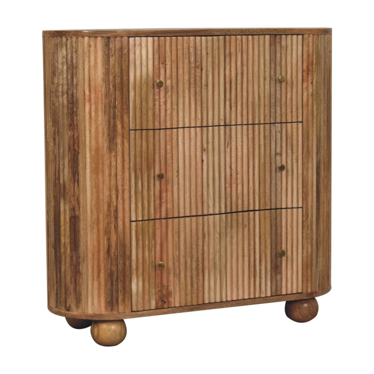 Rustic Soba Ball Dresser - Solid Mango Wood Storage Chest for Bedroom - product view 3 showing handcrafted solid mango...