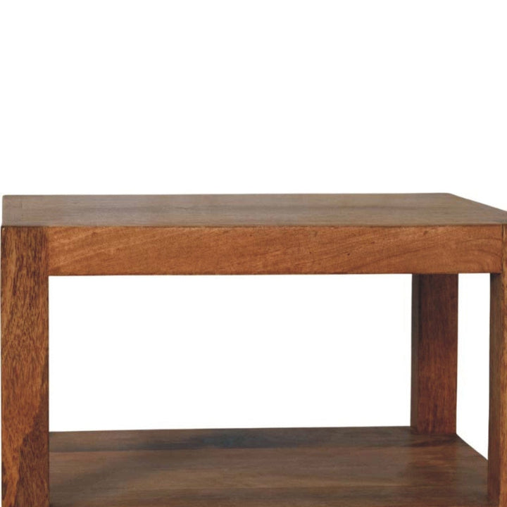 Rustic Solid Wood Bookcase with Open Shelf - Solid Mango Wood Wall Shelf for Living Room - product view 4 showing...