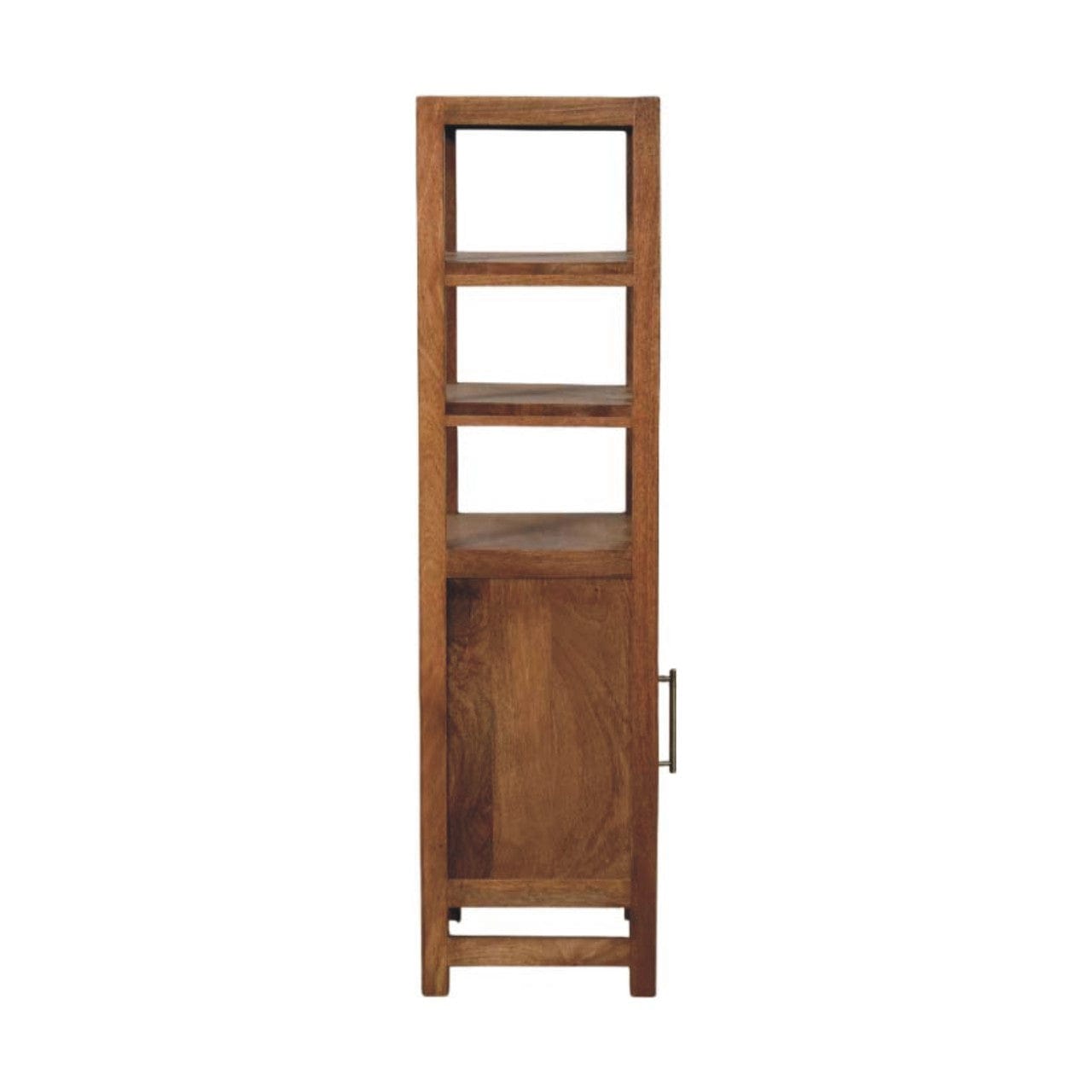 Rustic Solid Wood Bookcase with Open Shelf - Solid Mango Wood Wall Shelf for Living Room - product view 9 showing...