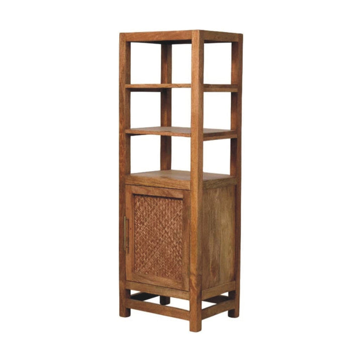 Rustic Solid Wood Bookcase with Open Shelf - Solid Mango Wood Wall Shelf for Living Room - product view 3 showing...