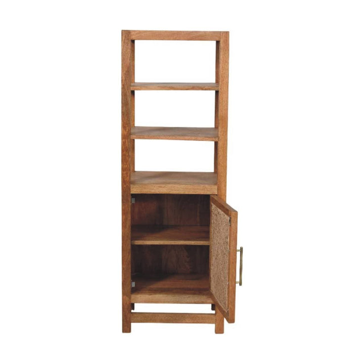 Rustic Solid Wood Bookcase with Open Shelf - Solid Mango Wood Wall Shelf for Living Room - product view 8 showing...