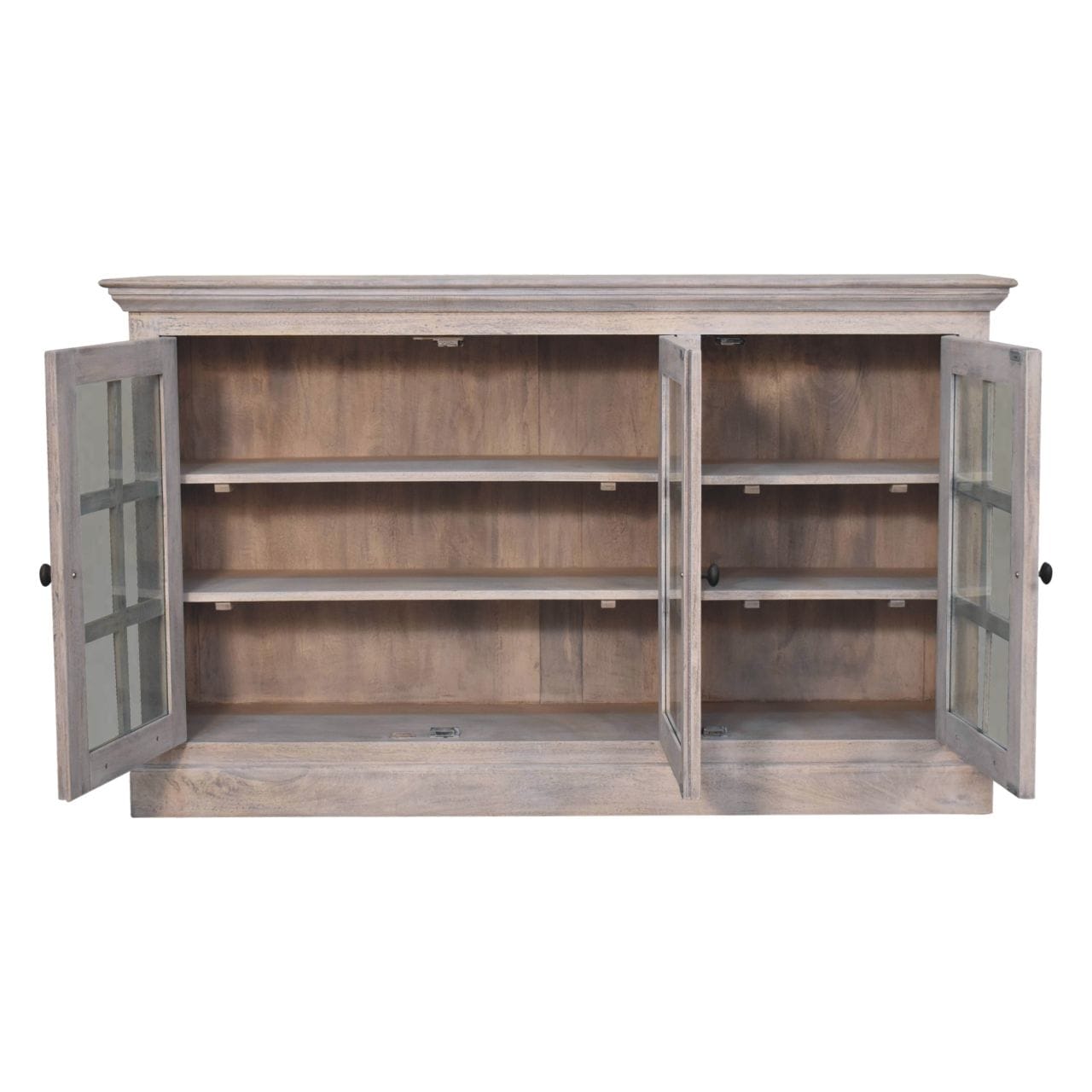 Rustic Stone Wash Triple Glazed Sideboard - Solid Mango Wood Buffet Cabinet for Dining Room - product view 6 showing...