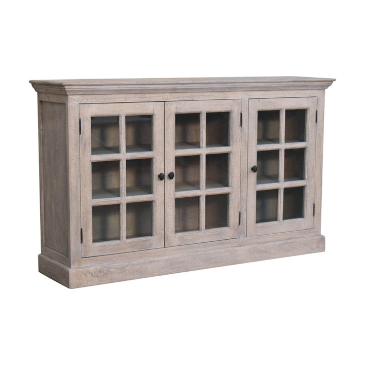 Rustic Stone Wash Triple Glazed Sideboard - Solid Mango Wood Buffet Cabinet for Dining Room - product view 4 showing...