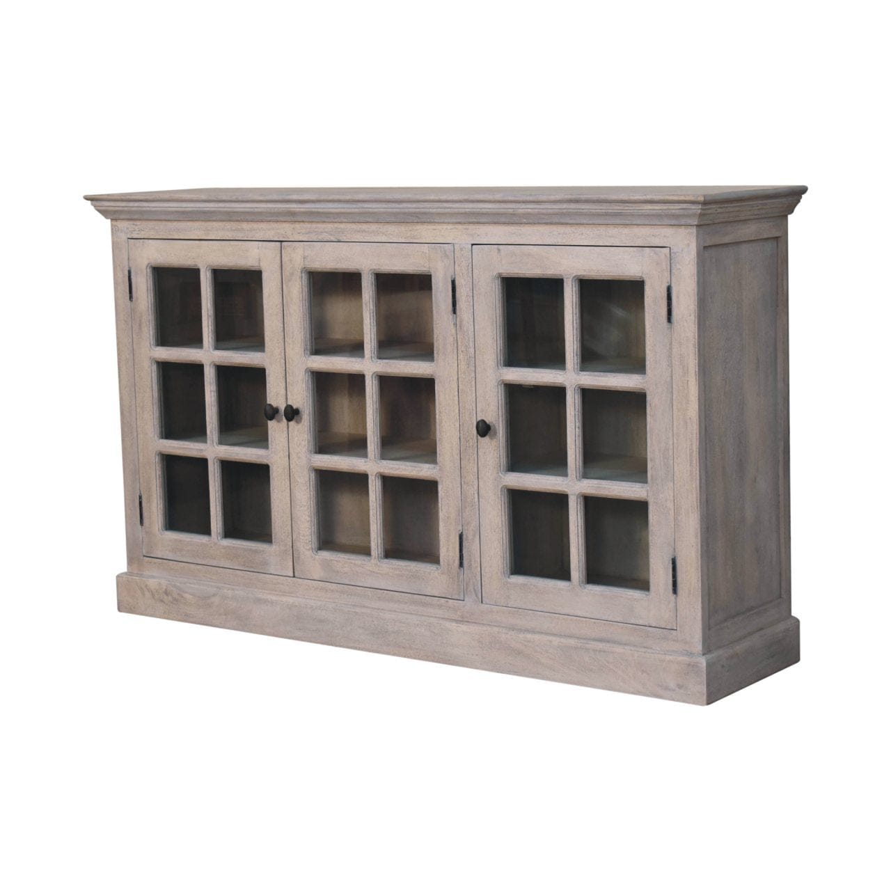 Rustic Stone Wash Triple Glazed Sideboard - Solid Mango Wood Buffet Cabinet for Dining Room - product view 3 showing...