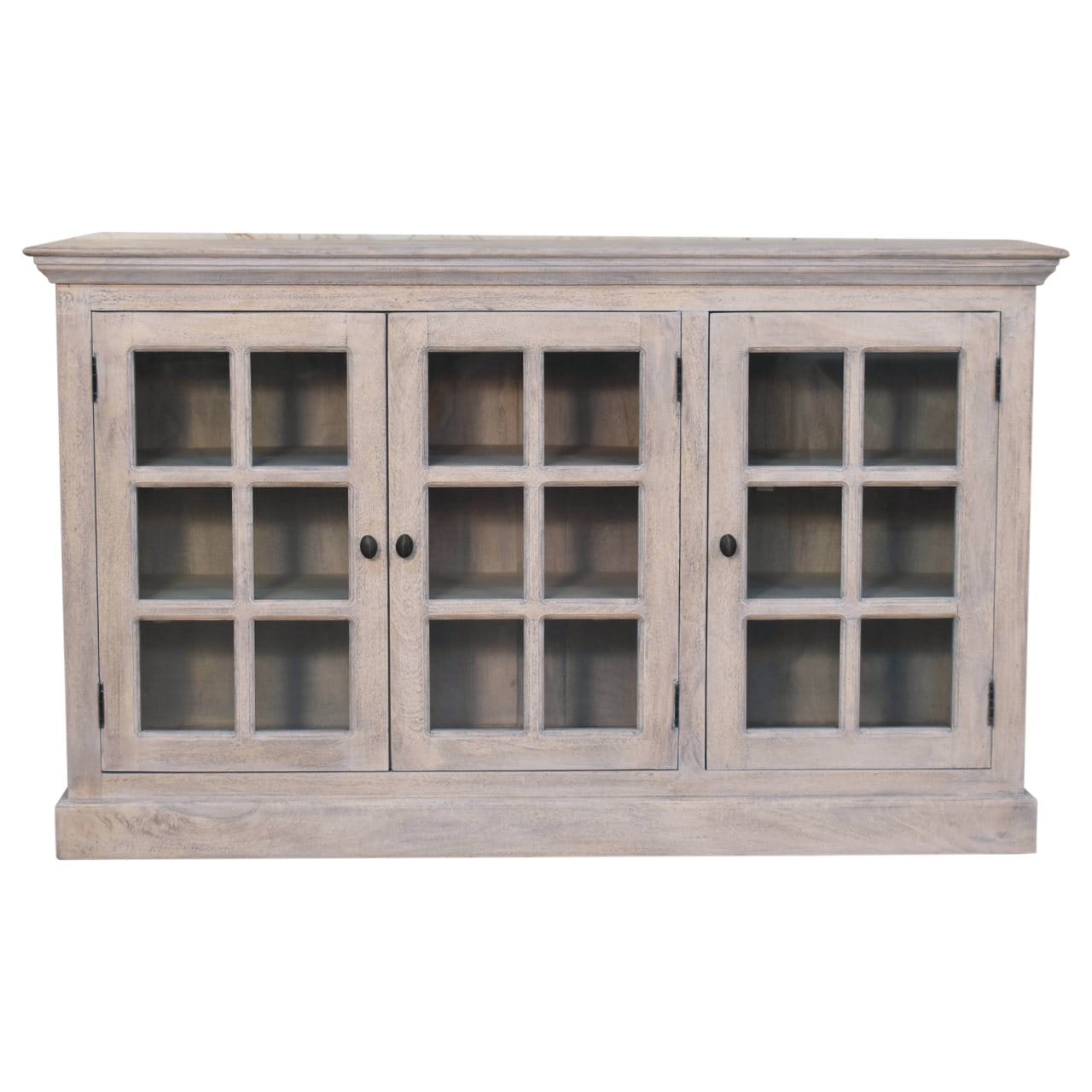 Rustic Stone Wash Triple Glazed Sideboard - Solid Mango Wood Buffet Cabinet for Dining Room - product view 2 showing...