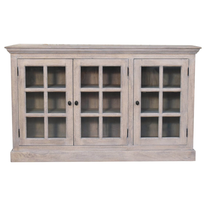 Rustic Stone Wash Triple Glazed Sideboard - Solid Mango Wood Buffet Cabinet for Dining Room - product view 2 showing...