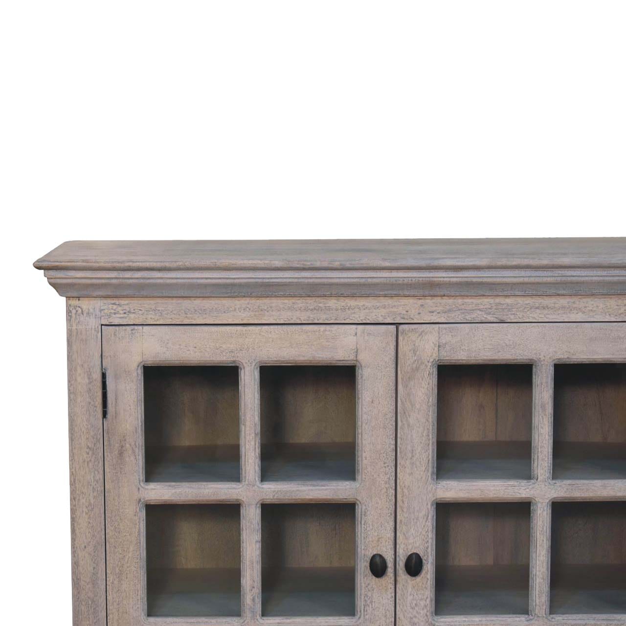Rustic Stone Wash Triple Glazed Sideboard - Solid Mango Wood Buffet Cabinet for Dining Room - product view 5 showing...
