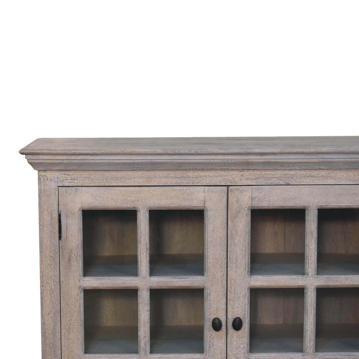Rustic Stone Wash Triple Glazed Sideboard - Solid Mango Wood Buffet Cabinet for Dining Room - product view 5 showing...