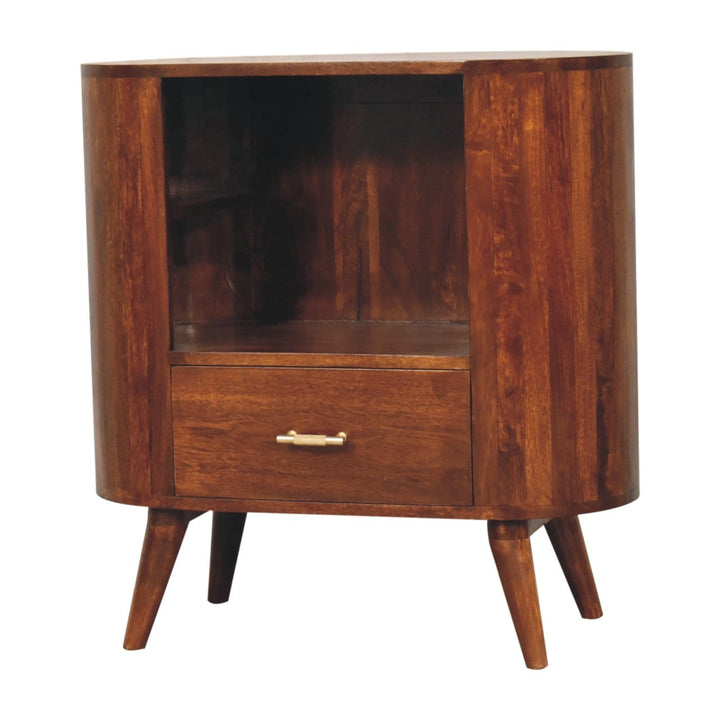 Rustic T-bar Cortez Chestnut Open Slot Sideboard - Solid Mango Wood Buffet Cabinet for Dining Room - product view 3...