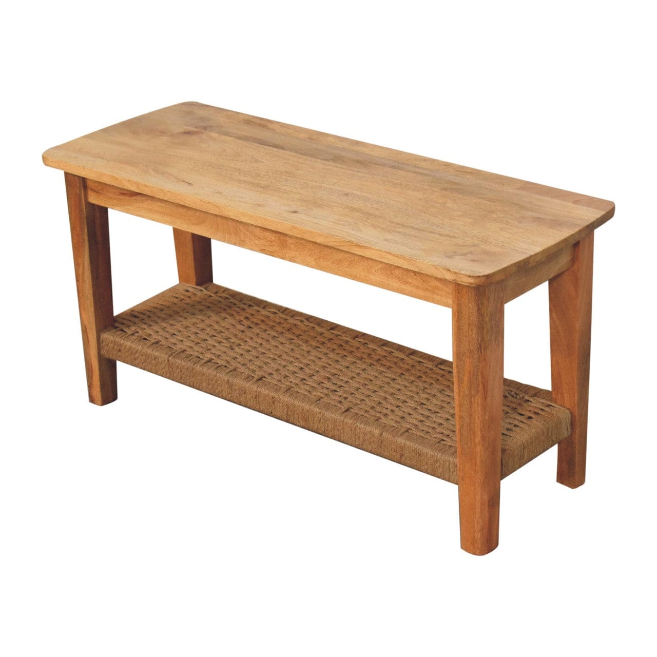 Rustic Rope Coffee Table - Solid Mango Wood Center Table for Living Room - product view 7 showing handcrafted solid mango...