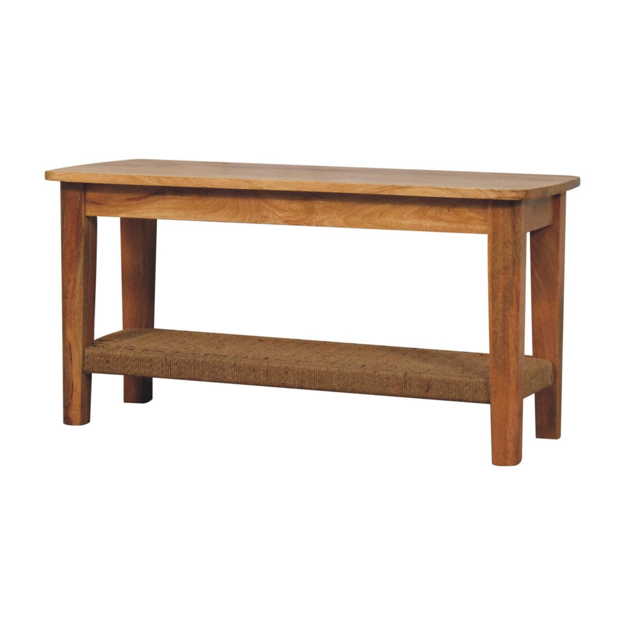Rustic Rope Coffee Table - Solid Mango Wood Center Table for Living Room - product view 4 showing handcrafted solid mango...