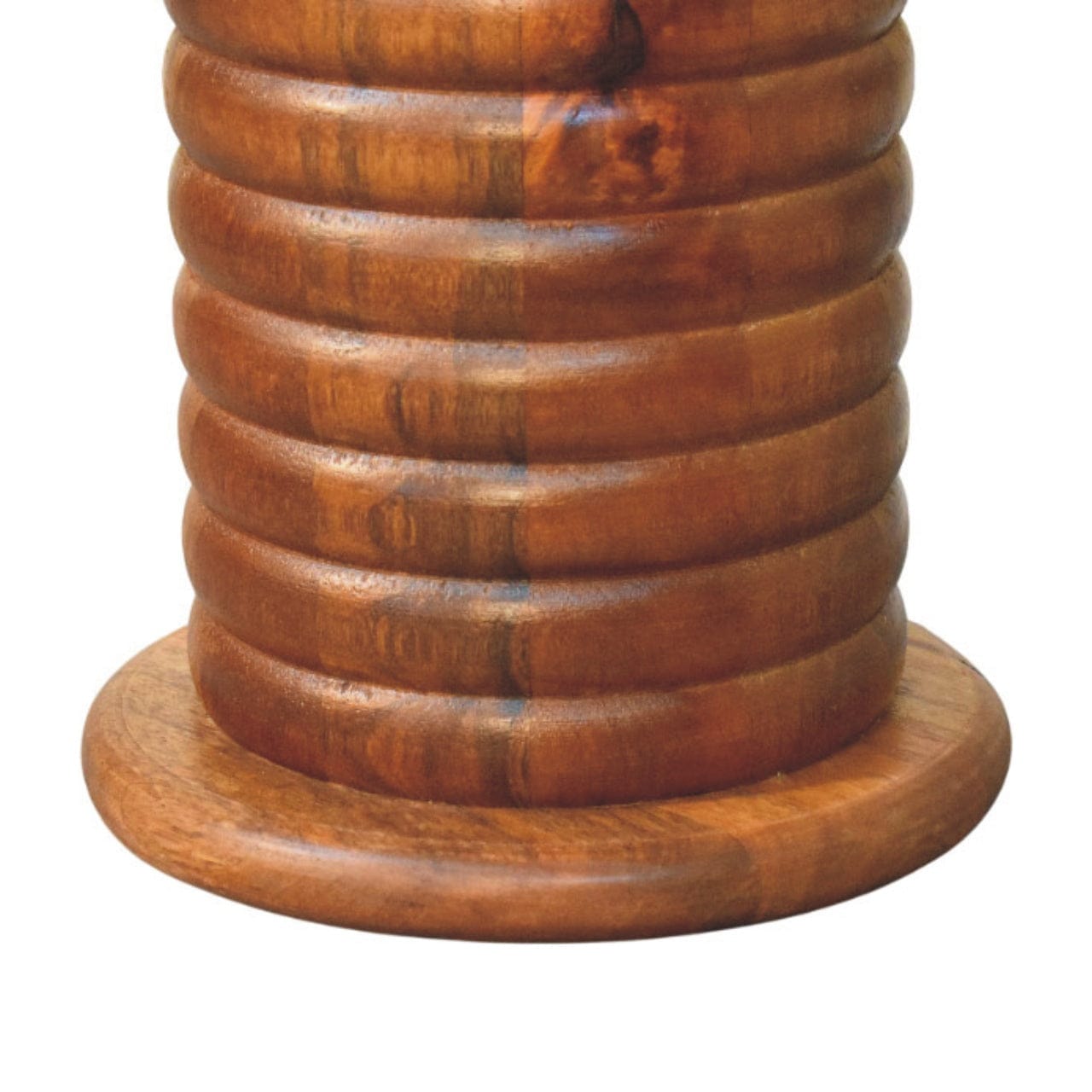 Sculpted Leg Console Table - Solid Mango Wood Entryway Console in Amber Oak - product view 5 showing handcrafted solid...