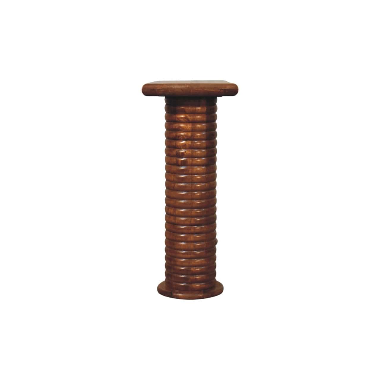 Sculpted Leg Console Table - Solid Mango Wood Entryway Console in Amber Oak - product view 8 showing handcrafted solid...