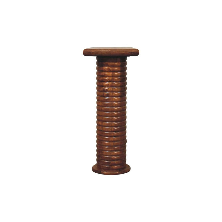 Sculpted Leg Console Table - Solid Mango Wood Entryway Console in Amber Oak - product view 8 showing handcrafted solid...