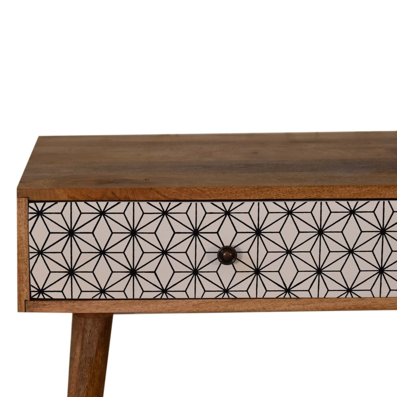 Sendai 2 Drawer Console Table - Solid Mango Wood Hallway Console for Entryway - product view 4 showing handcrafted solid...