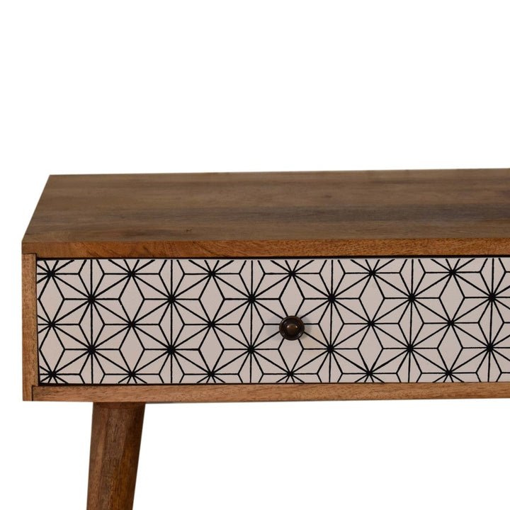 Sendai 2 Drawer Console Table - Solid Mango Wood Hallway Console for Entryway - product view 4 showing handcrafted solid...