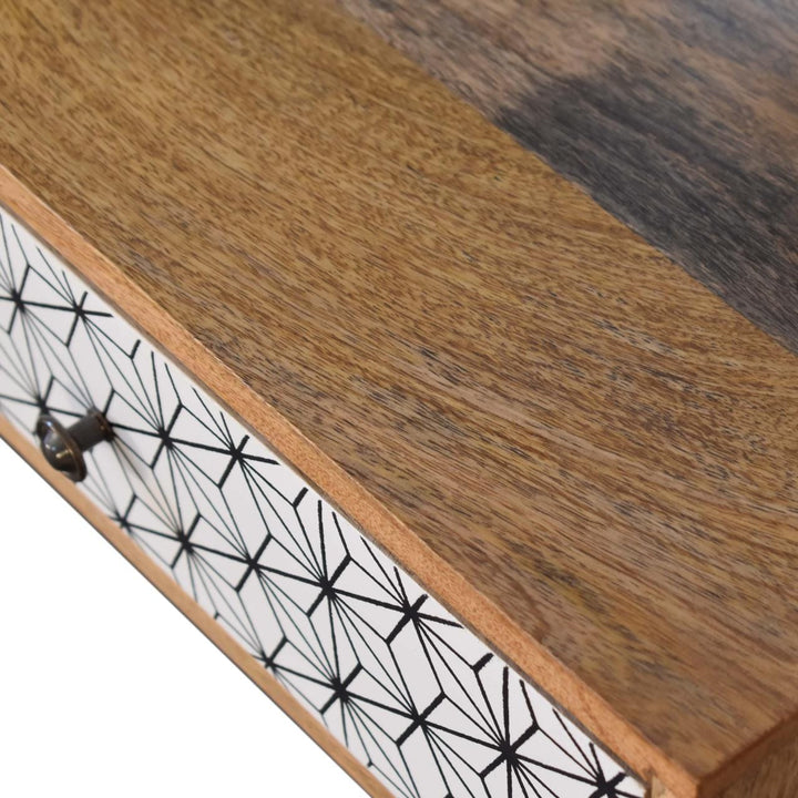 Sendai 2 Drawer Console Table - Solid Mango Wood Hallway Console for Entryway - product view 5 showing handcrafted solid...