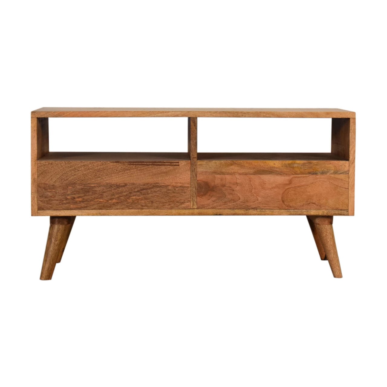 Sendai Tv Unit - Entertainment Center in Solid Mango Wood - product view 8 showing handcrafted solid mango wood furniture